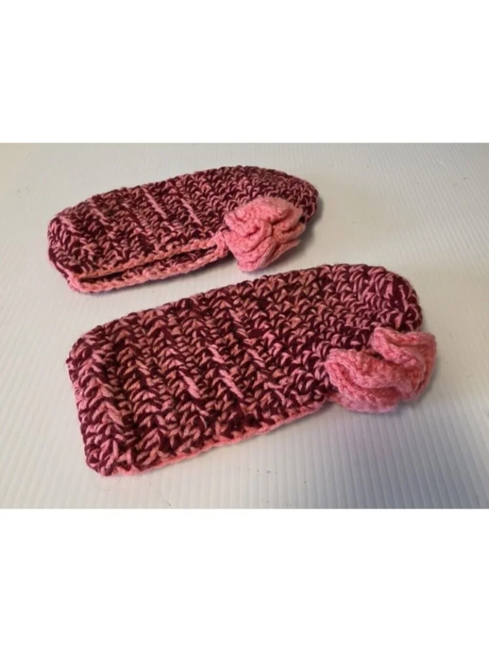 Brand New Set of 2 Homemade Boys Girls Knitted Booties Pink Navy Blue Maroon